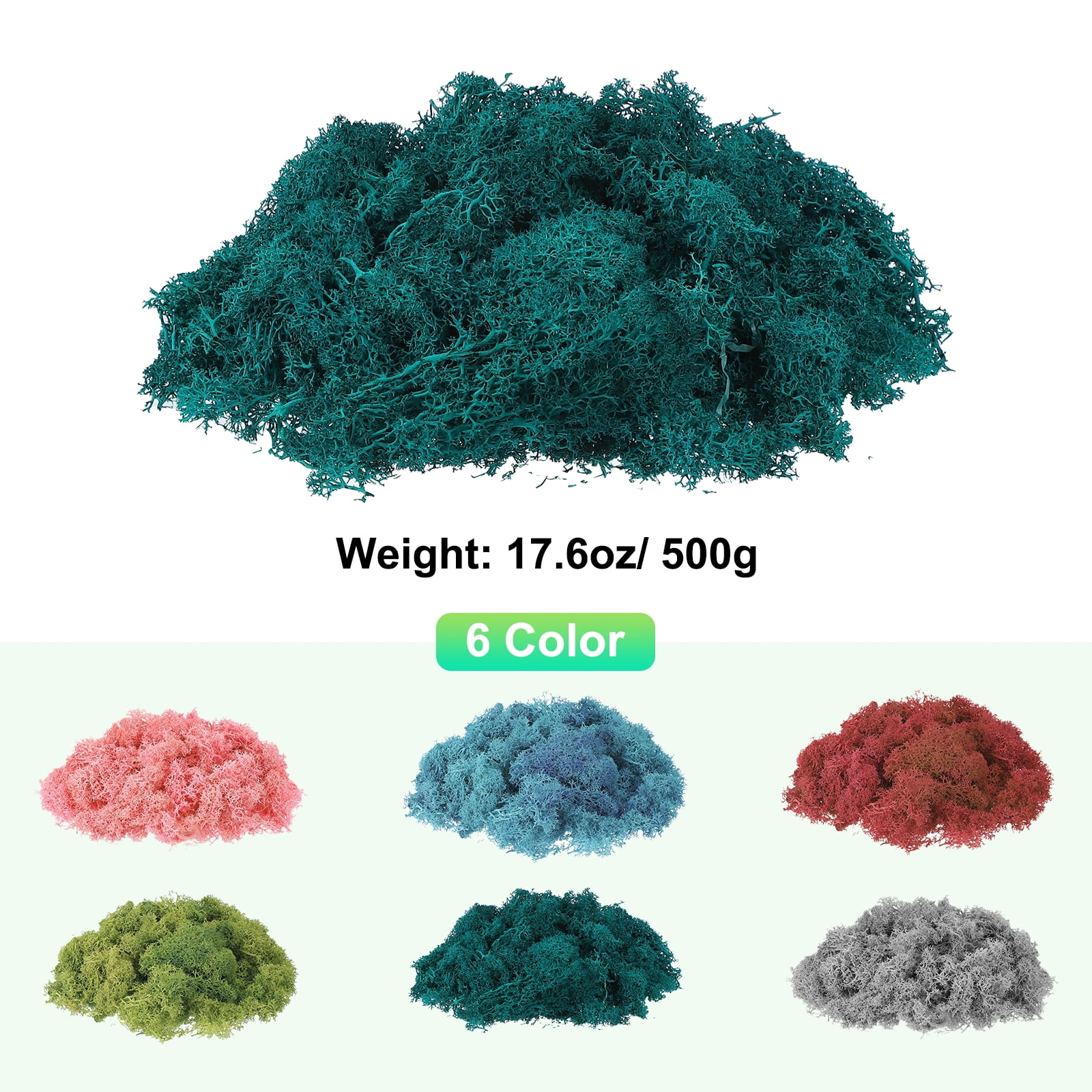 Uxcell Preserved Reindeer Moss 17.6oz Fake Moss for Crafts Artificial Dried Moss for Decoration Terrariums Blue Green
