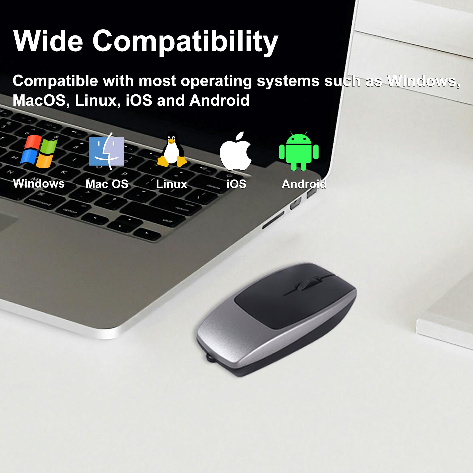 Dpisuuk Bluetooth Mouse Rechargeable Portable Mini Computer Mice with TF Card Reader Optical Lightweight Silent Wireless Mouse for Laptop Tablet Cell Phone Windows Mac OS Android iOS, Grey