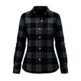 thumbnail image 7 of CBASIHI Womens Long Sleeve Plaid Button Down Shirts- Fall Casual Trendy Collared Loose Fit Flannel Shacket Jacket Dark Gray Size S, 7 of 7