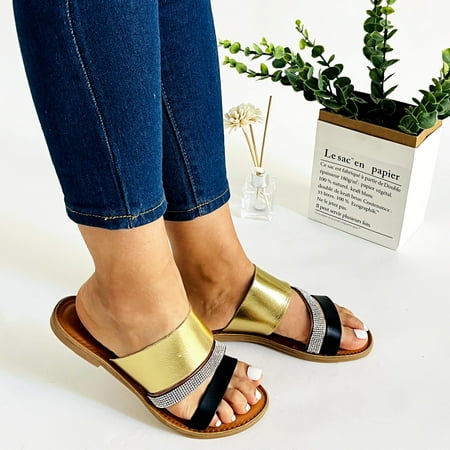 

ãYilirongyummã Gold 38 Sandals Women Retro Sandals Summer Fashion Sandals For Women Flat Slippers Women s Sandals