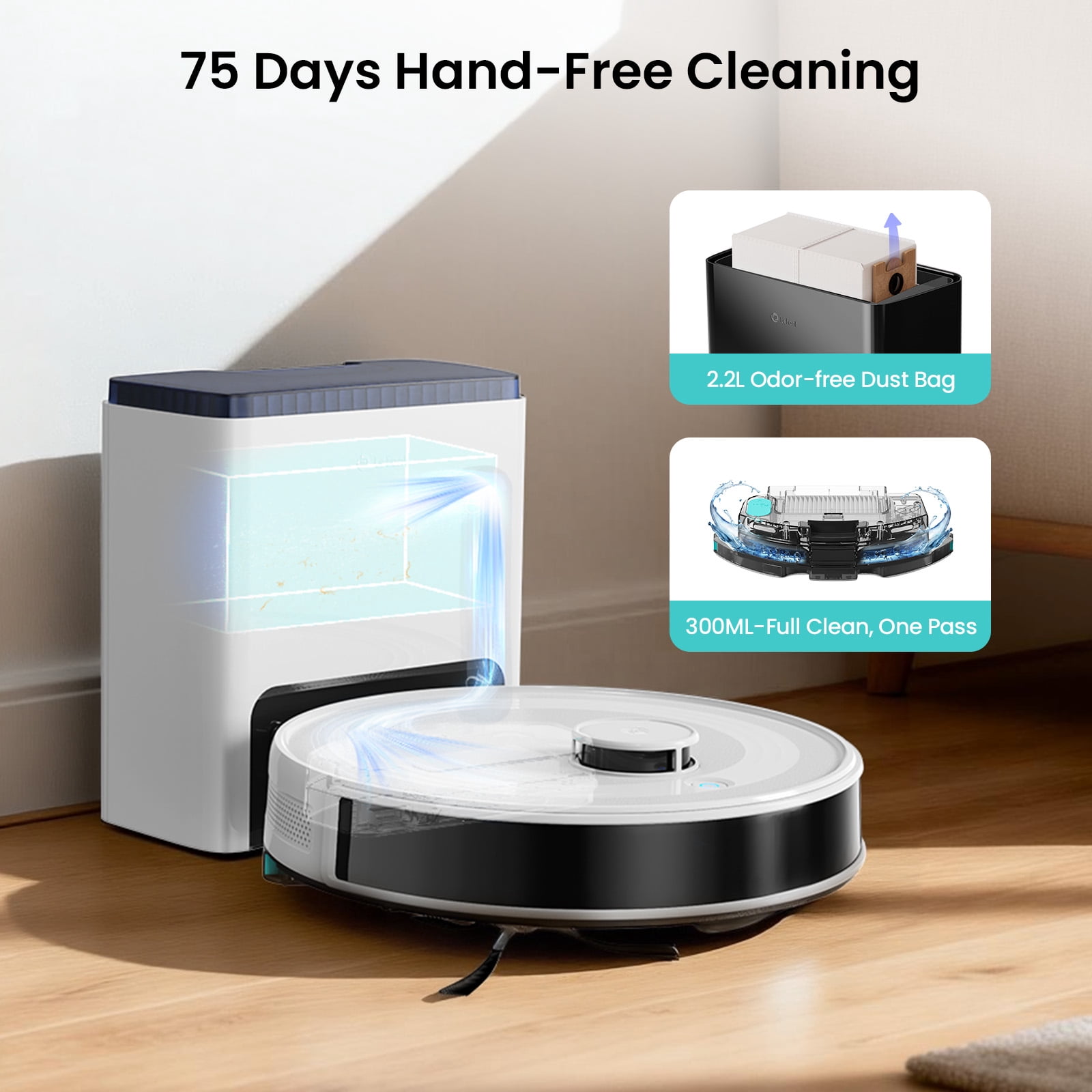 Lefant M2L Plus LiDAR Navigation Robot Vacuum and Mop, 7000Pa Suction, Multi-Floor Mapping, Self-Emptying and Filling, Robot Vacuum for Floors Pet Hair