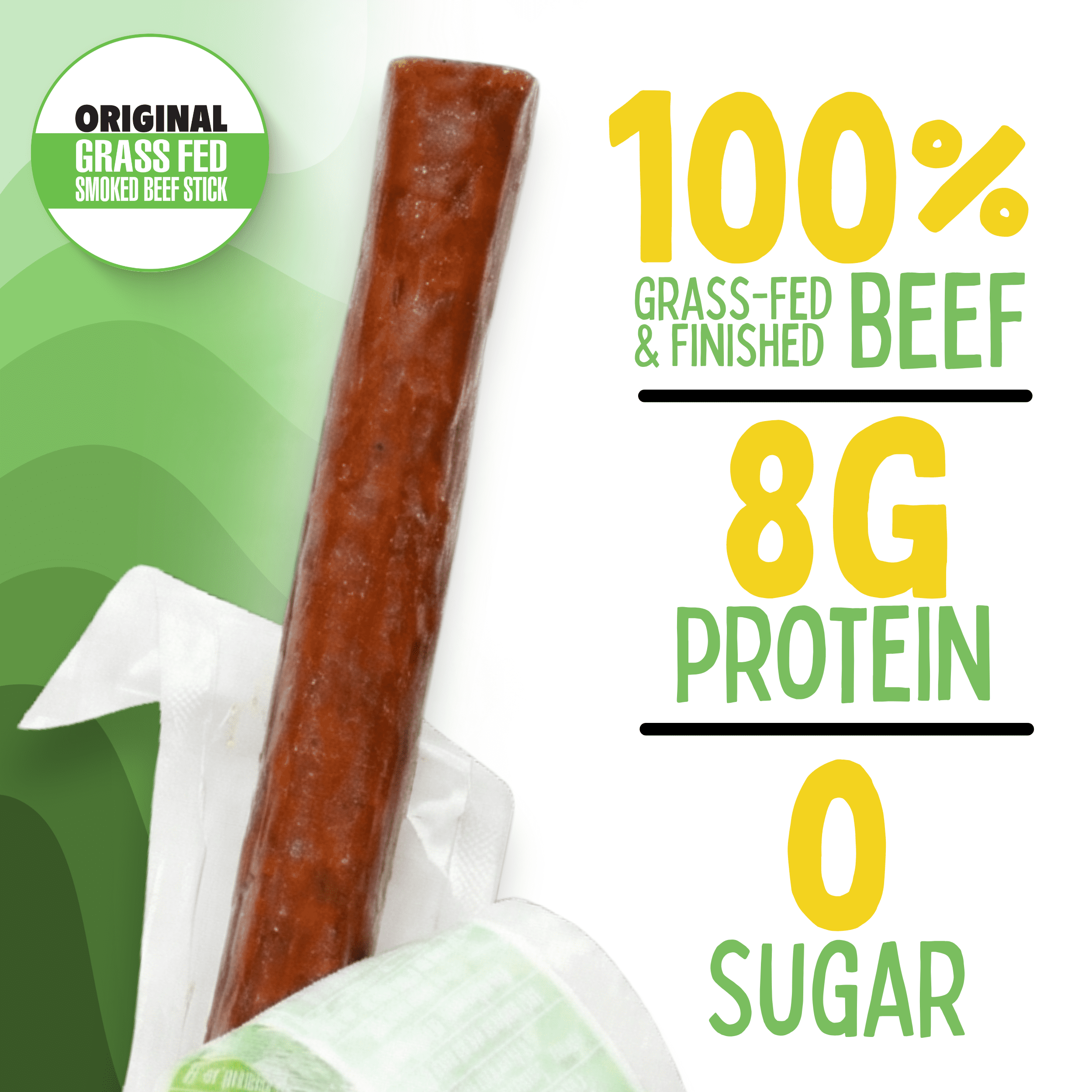 100% Grass-Fed, Paleo, Whole30 and Keto Friendly Beef Sticks: MSG, Gluten and Soy Free, Never Given Antibiotics or Hormones (Original Flavor, 12-Count, 1-oz Stick)