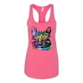thumbnail image 3 of Cute Cat | Dean Russo Art Animal Lover Ladies Racerback Tank Top, Hot Pink, X-Large, 3 of 6