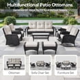 thumbnail image 6 of PARKWELL Outdoor Patio Ottoman Set of 2,All-Weather Wicker Seat Foot Rest Side Table with Removable Cushions for Porch Balcony Backyard, 6 of 7