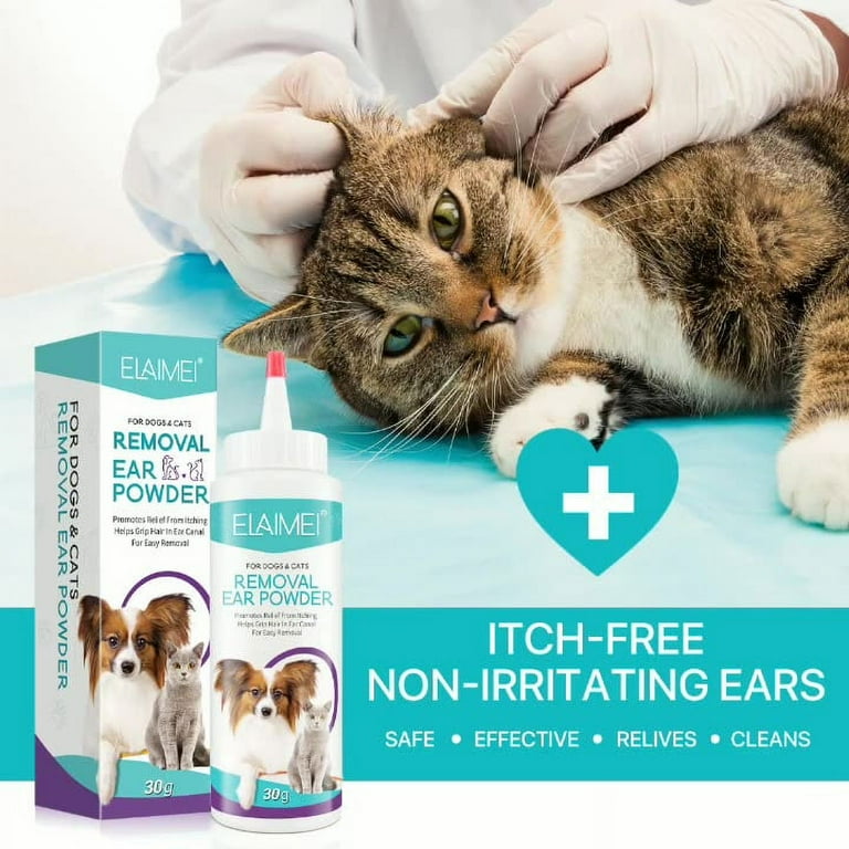 Pet Plucking Ear Powder for Dogs & Cats | Ear Hair Removal | Cleans Odor & Earwax | Scented Dry Powder for Ear Canal Deodorization | Treats Itching & Otitis | 1-Pack