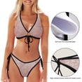 thumbnail image 3 of Dreamtimes Rose Gold Bikinis Swimsuit Set for Women Swimwear Triangle Bathing Suit Tie String Thong, Large, 3 of 7