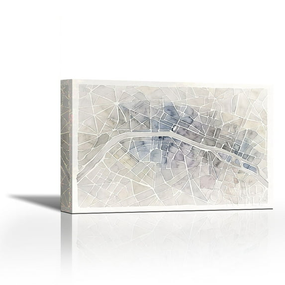 Watercolor Wanderlust Paris - Contemporary Fine Art Giclee on Canvas Gallery Wrap - wall décor - Art painting - 36 x 24 Inch - Ready to Hang