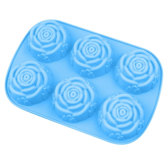 6-Cavity Rose Silicone Mold - Food-Grade Soap & Chocolate Mold for Cake Decor, Ice Cubes, Pudding & DIY Crafts - Non-Toxic & Easy Release