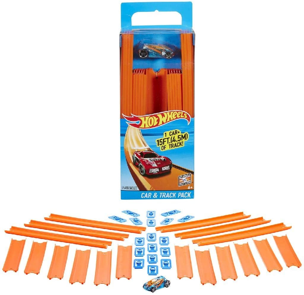 15 Feet NEW TOY Mattel Hot Wheels BHT77 Track Builder Straight Track with Car 