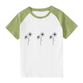 thumbnail image 1 of Zpanxa Chemises Filles Imprimé Floral Manches Raglan Col Rond T-Shirt Manches Courtes Haut Polyester Spandex 9 Ans, 1 of 7