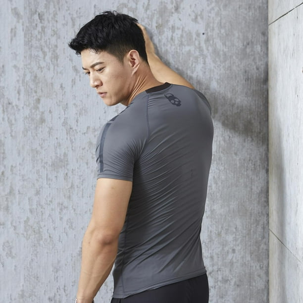 Camisas de compresión de hombres, camiseta de entrenamiento