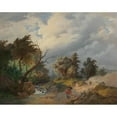 thumbnail image 3 of Josef Kriehuber 24x20 Black Modern Framed Museum Art Print Titled - Landscape in the Upset Storm (1864), 3 of 5