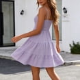 thumbnail image 6 of Kureaily Short Dress Solid Ruffle Hem Sleeveless Summer Mini Sexy (Purple,Small), 6 of 6
