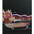 thumbnail image 2 of led lighted coral pink 1957 chevy bel air in front of a diner canvas wall art 23.5" x 19.75", 2 of 3