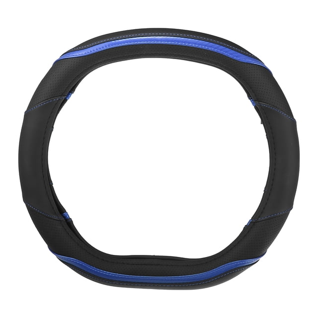 Cubierta para Volante de Coche Unique Bargains 35cm 13.78'' Microfibra Cuero Negro Azul