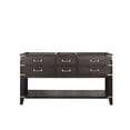 thumbnail image 2 of Brown Oak Double Bath Vanity 60 In. - 22 D, 4 Drawers & Open Cabinet Shelf, Soft Close, Solid Wood , Fully Assembled Bathroom Fixture W Cabinet, Frame With Plywood, Sink, 2 of 2