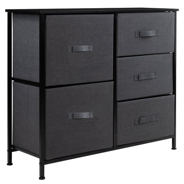 Cómoda Cajonera con 5 Cajones de Tela Estructura de Acero 80x30x70 cm gris