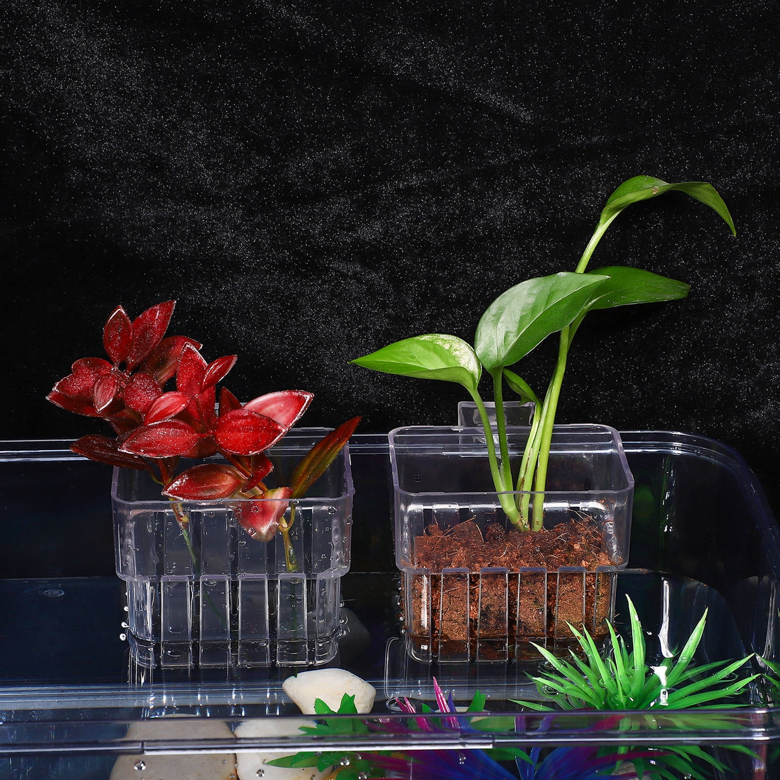 Siliaire 4Pcs Transparent Acrylic Aquarium Decor Cup Planter For Fish Tank Accessories 8.00X8.00X5.70Cm