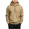 thumbnail image 3 of Falkdiz Boys Warm Fleece Shirts Long Sleeve 1/4 Zipper Pullover Outdoor Winter Casual Travel Plain Tshirts for Boys,Khaki,Size: 9-10, 3 of 9