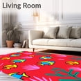 thumbnail image 2 of ODIKA 4'x6' Machine Washable Non-Slip Area Rug, Tropical Fish Companion Entrance with Underwater Adventure Theme High Traffic Rug with Pad, Red, 707066, 2 of 8