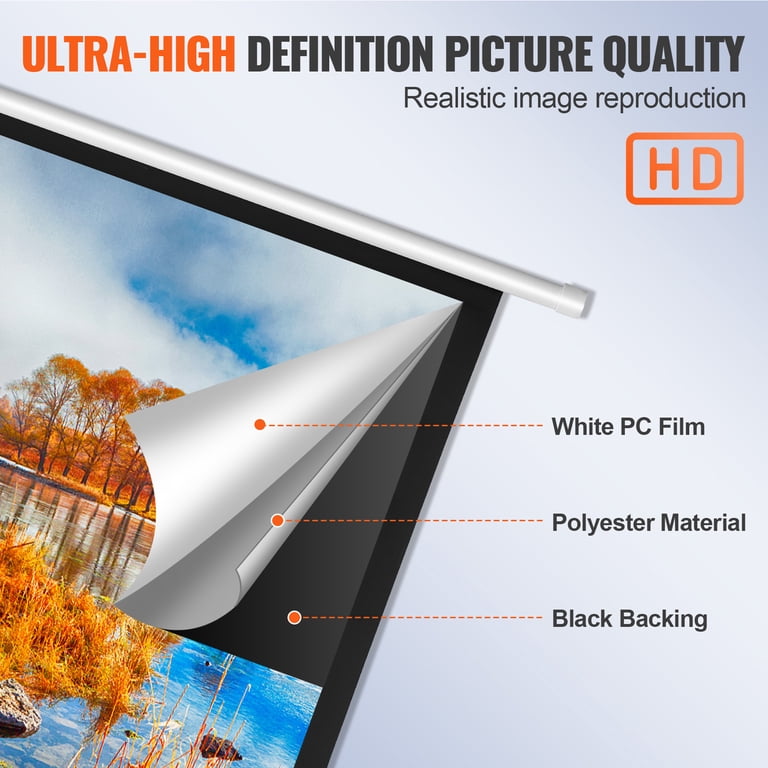 KFFKFF 100" Manual Pull Down Projector Screen 16:9 4K photo 2