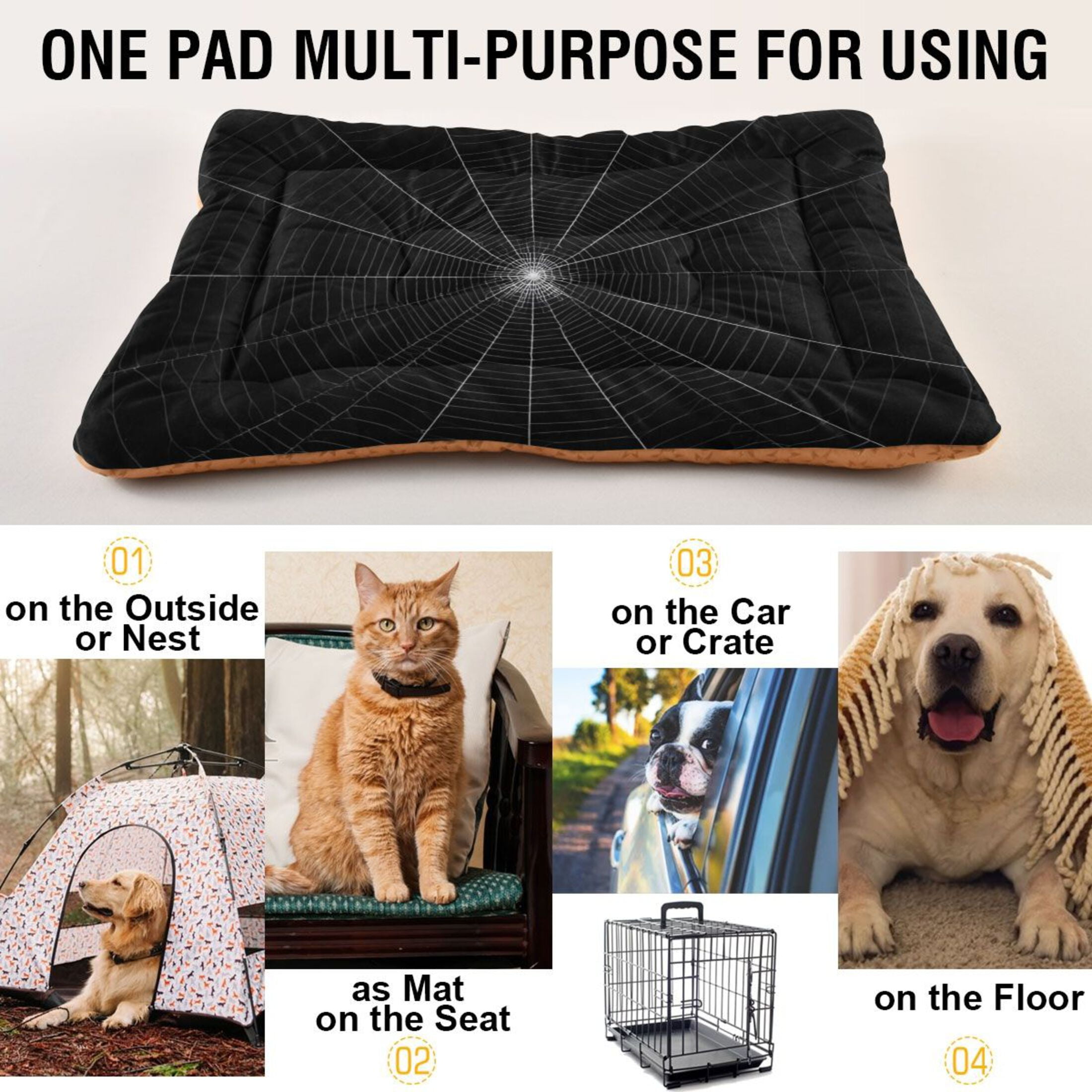 Cozy Mat Pet Bed Indoor Outdoor Warm Soft For Cat Dog Puppy(S/M) Grid