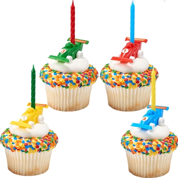 Cake Topper Decor, Race Car Shape Candles (2/PKG)