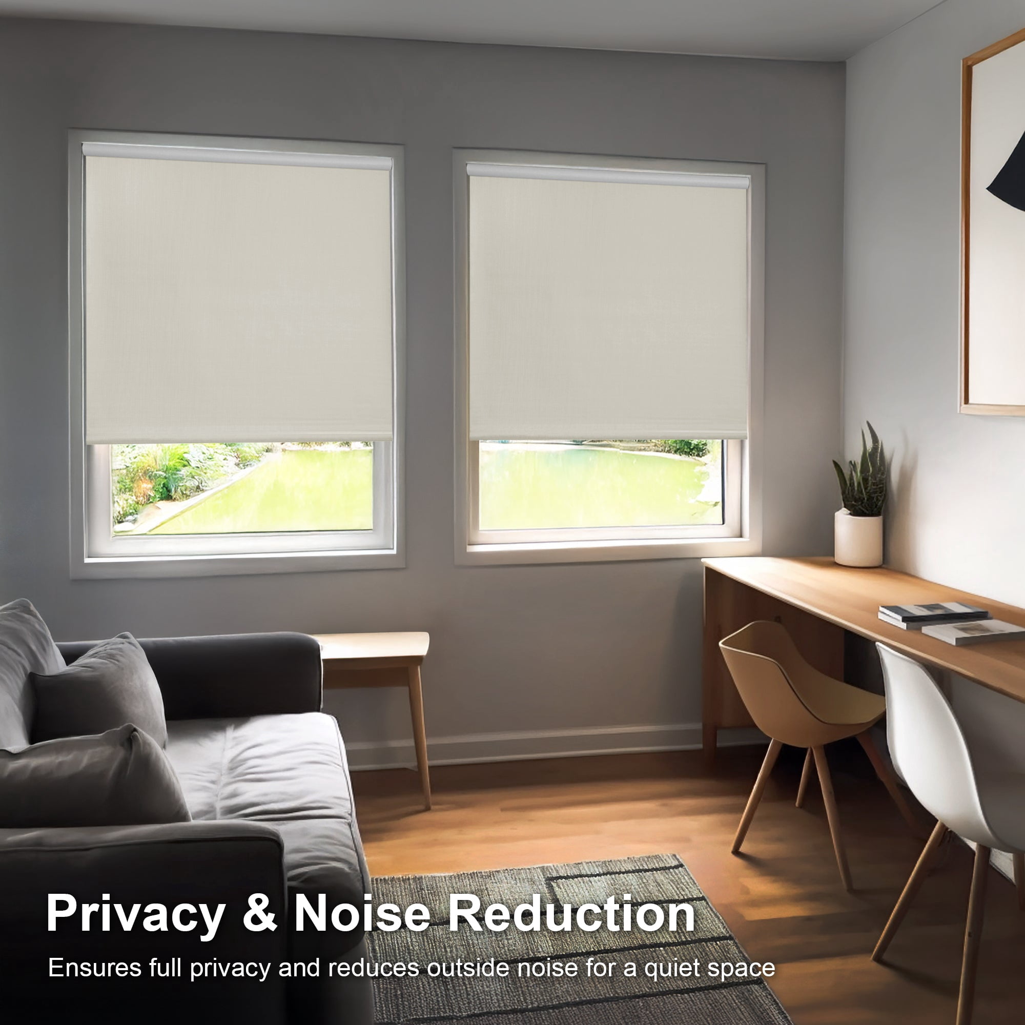 Chicology Textured Blackout Roller Shades | Cordless Light Filtering Window Blinds |51"W X 64"H| Decorative Privacy Shades for Home, Bedroom, Living Room, Kitchen | Easy Install | Ivory