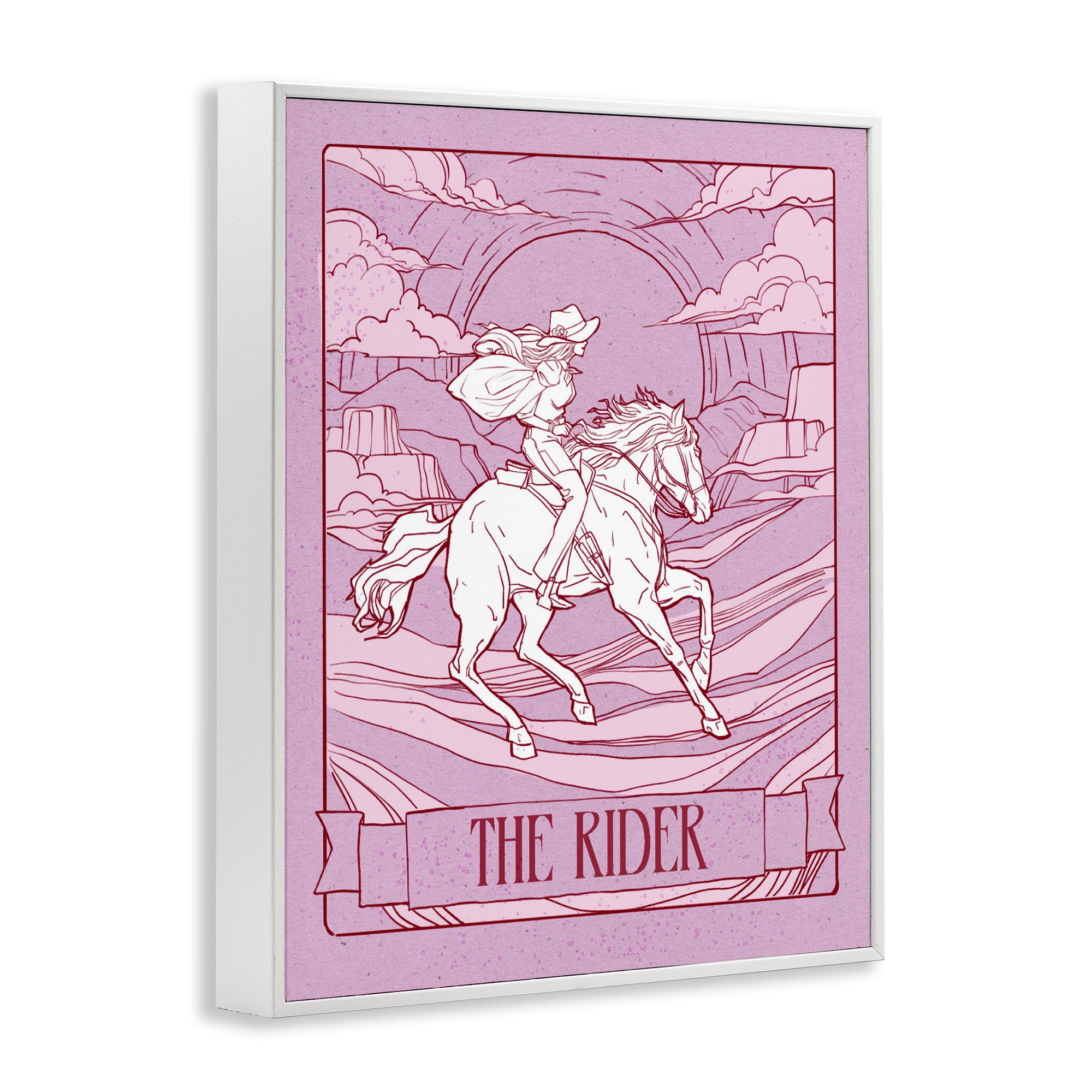 Stupell Industries Cowgirl Rider Tarot Card White Framed Giclee Art, design by Ziwei Li