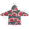thumbnail image 7 of Green Red Footballs Pattern Blanket Hoodies for Kids 6-13YR Oversize Wearable Blanket Hoodies for Boys Girls Teens, 7 of 7