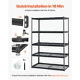 thumbnail image 4 of KFFKFF Storage Racks, 3000 lbs Capacity, 5 Layer Robust Garage Racks, 24" Depth x 48" Width x 72" Height, Modifiable Metal Racks for Industrial Rack Unit Utility Rack, in Black, 4 of 9