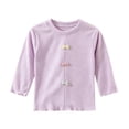 thumbnail image 3 of BLVB Toddler Baby Girls Long Sleeve Tops Ribbed Knit Crewneck Lettuce Trim Blouses Cute Bow Basic Shirts Pullover(Purple,1-2 Years), 3 of 6