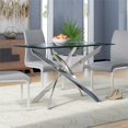 thumbnail image 2 of Home Gear Viola 51.2" Contemporary Glass Top Dining Table in Silver, 2 of 2