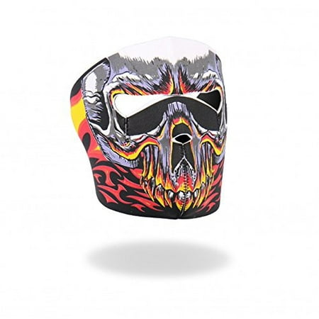 Hot Leathers Bikers Full Protection RED EVIL SKULL NEOPRENE FACE MASK, with Back Closure