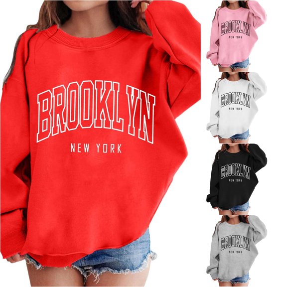 Zylarhe Boys Sweatshirts Girl Graphic Prints Sweatshirt Crewneck Long Sleeve Cute Drop Shoulder Pullover Tops with Soft Touch Red 6-7 Years