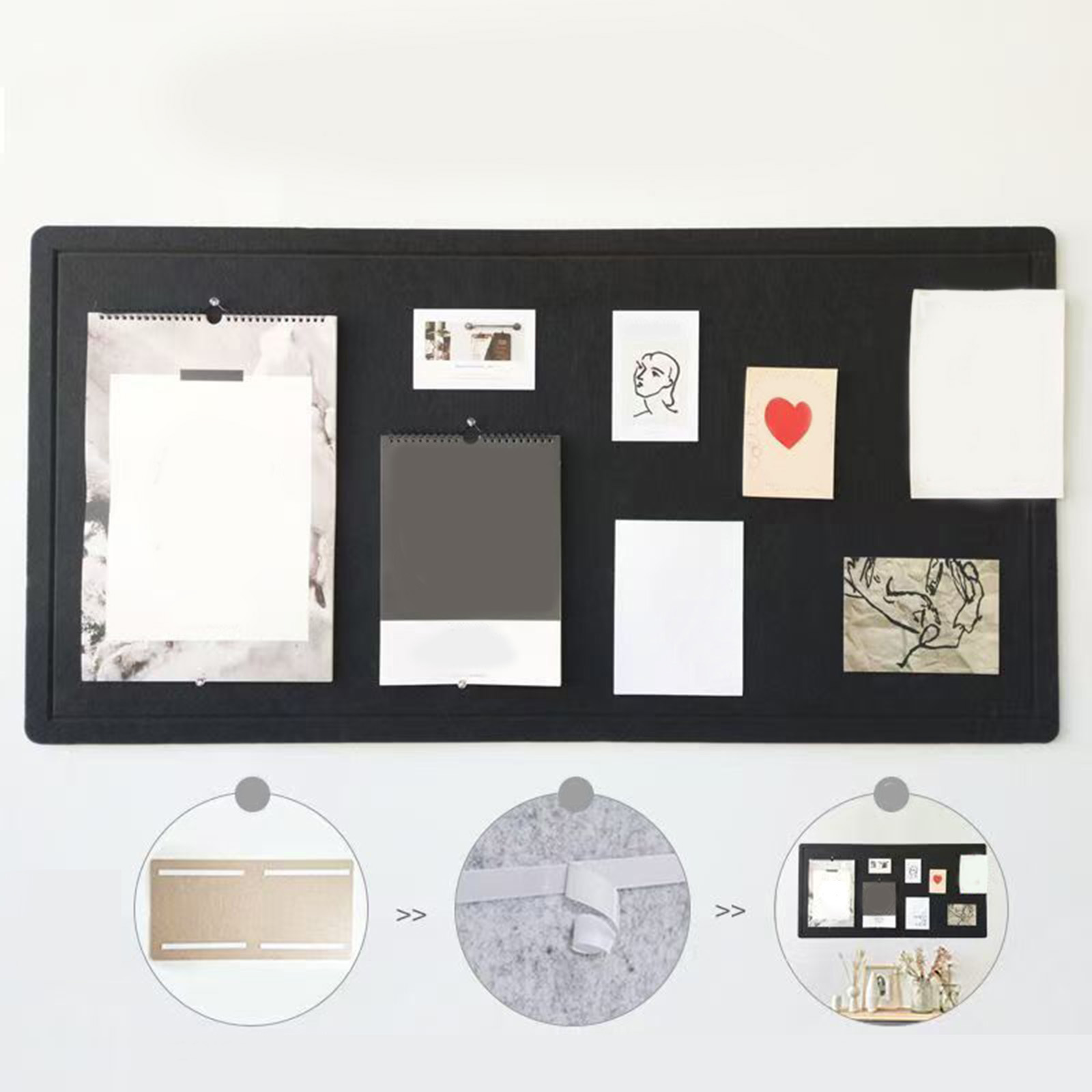 User Friendly Felt Fabric Bulletin Board Peeling Mounting Surfaces Suitable for Photos Note Home School Use