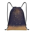 thumbnail image 1 of Xecao Gold Black Glitter Pattern Sports Drawstring Backpack - String Swim Gym Bag with Wet Proof Pocket for Women&Men-Medium, 1 of 6