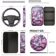 thumbnail image 5 of Uorisanigo Cherry Blossom Butterfly Front and Back Seat Covers with Safety Seat Belt Pads Auto Armrest Cushion Steering Cover Headrest & Gear Shift & Handbrake Covers Coasters Keychain,18 Pieces, 5 of 7