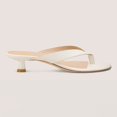 thumbnail image 3 of XYD Women Open Round Toe Flip Flops Slip on Low Kitten Heels Mules Casual Dress Summer Beach Thong Sandals Size 8 Ivory White, 3 of 4