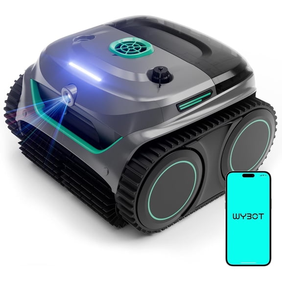 Restored WYBOT C2 Vision Cordless Robotic Pool Cleaner, AI Vision Debris Detection, Triple Brushless Motors, Wall & Waterline Cleaning, Dual Ultra-Fine Filtration, App Control (Refurbished)