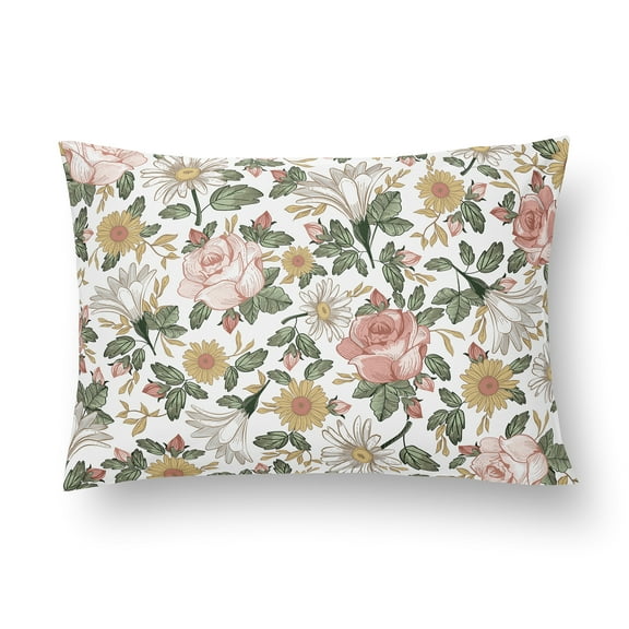 Sweet Jojo Designs Vintage Floral Girl Toddler Pillow with Pillowcase 13x18 in.