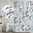 thumbnail image 4 of Aqua Grey Botanical Shower Curtain Set - 48" x 72" Washable Bathtub Curtain with 12 Hooks, Watercolor Spring Floral Summer Leaf Waterproof Fabric Stall Shower Curtains for Bathroom/Bathtub Décor, 4 of 6
