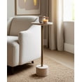 thumbnail image 4 of Travertine Accent Table for Home Decor - Modern Side End Table for Living Room - Decorative Drink Table for Bedroom and Office Spaces - 26", Gold, 4 of 11