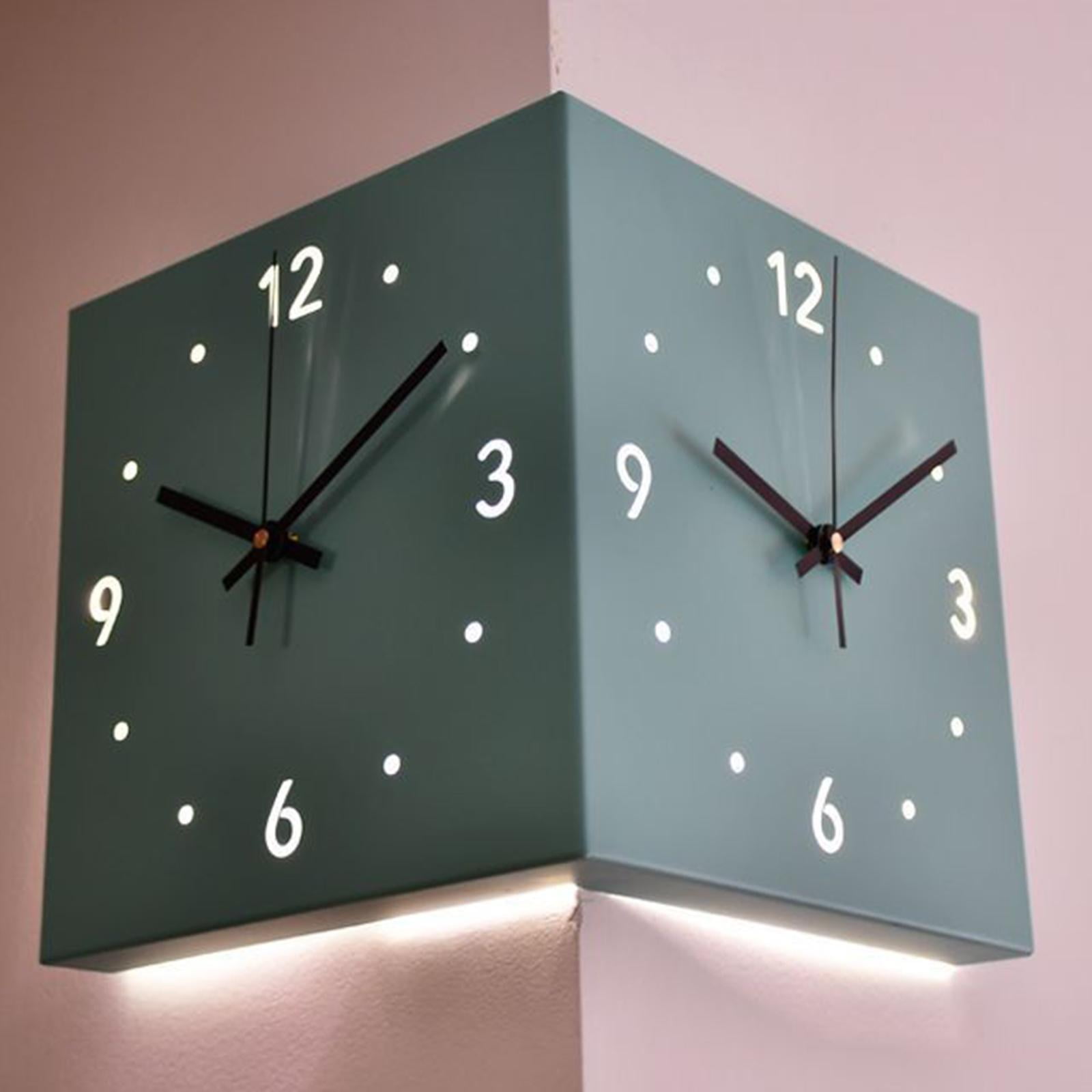 Baoblaze Double Sided Corner Wall Clock Friend Gift for Living Room Hotel Dining Room Blue