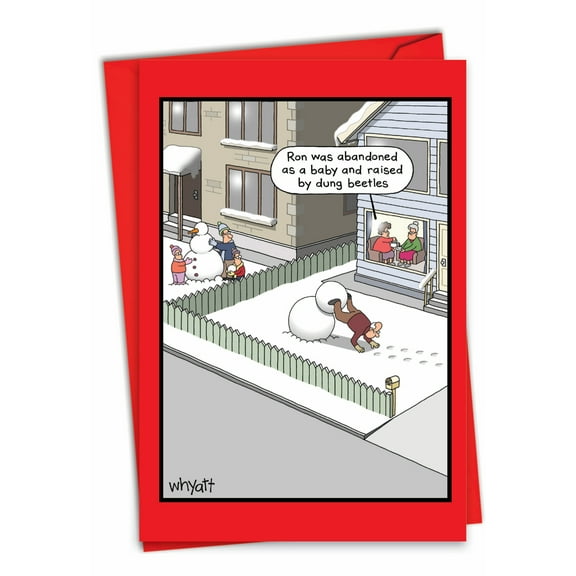 1 Funny Christmas Card with Envelope - Dung Beetles C7094XSG