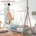 thumbnail image 2 of Harper & Bright Designs Twin Size House Bed, Tent Metal Bed Frame, Floor Play House Bed with Slat for Boys Girls, No Box Spring Needed, 2 of 10