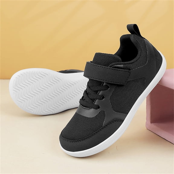 TIREOW Kids Wide Barefoot Shoes Boys Girls Hiking Shoes Naturally Minimalist Sneakers Lace-Up Low Top Lightweight Breathable Athletic Sneakers Non-Slip Sole Sports Shoes