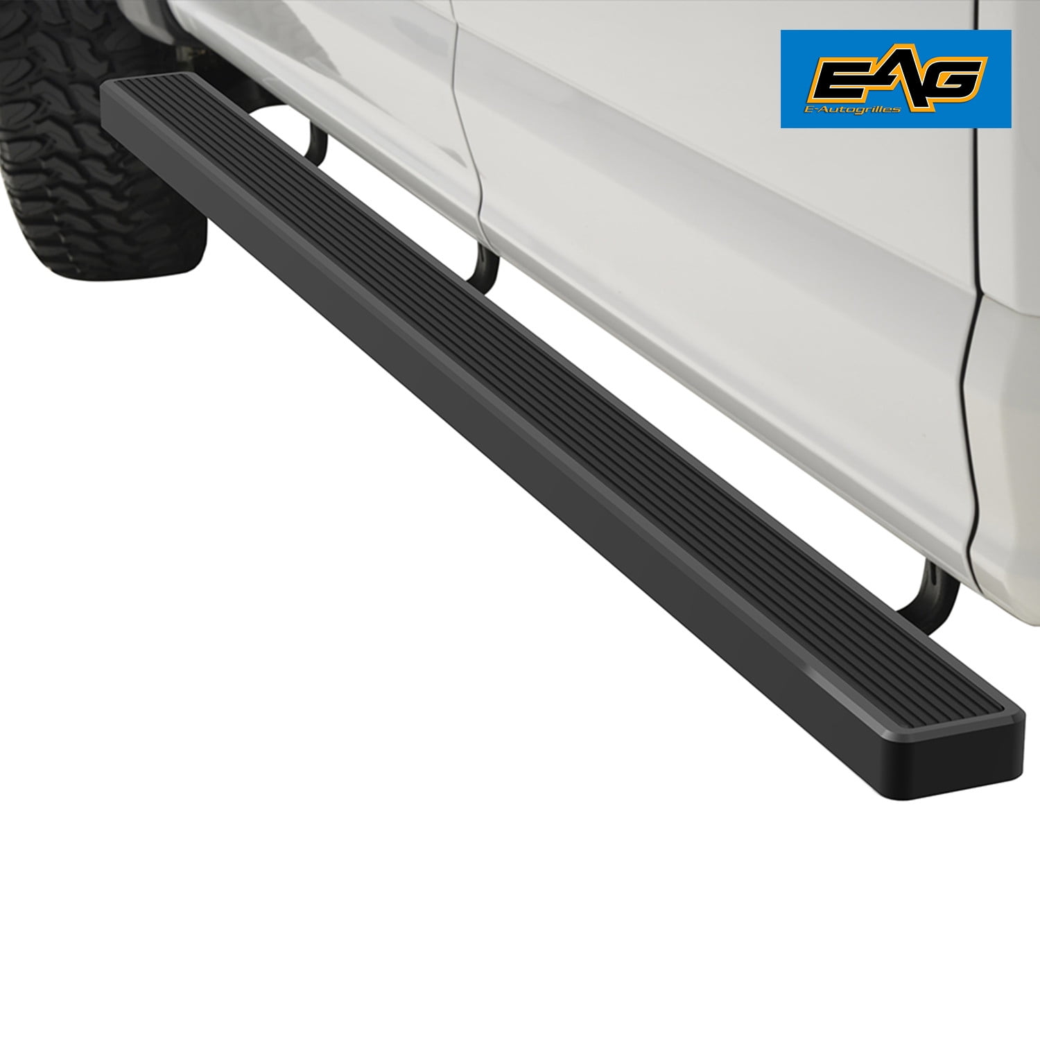 EAG Aluminum Running Boards with Mounting Brackets 5 inches Black