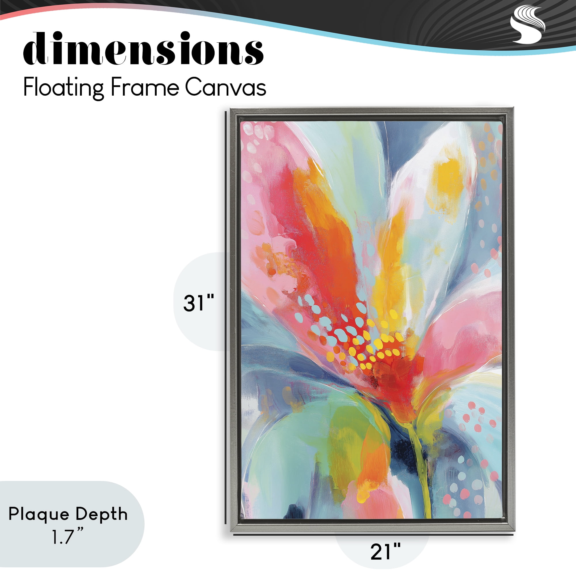 Stupell Industries Dotted Bloom Expression Gray Framed Floater Canvas Wall Art, design by Chromatic Storm Studio