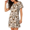 thumbnail image 2 of Pofeuu Retro Dreamcatcher Print Women's Loose Fit Short Sleeve Nightgown, Comfortable Sleep Dress for Women, Casual Lounge Sleepwear, Soft Cotton Sleep Dress, 2 of 6